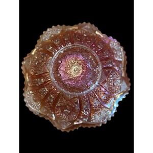 Vintage Imperial Marigold Bowl 3" X 8.5" Orange Carnival Glass Circa 1913